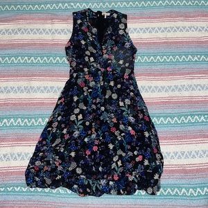 Rebecca Taylor black silk midi sleeveless sundress with floral print